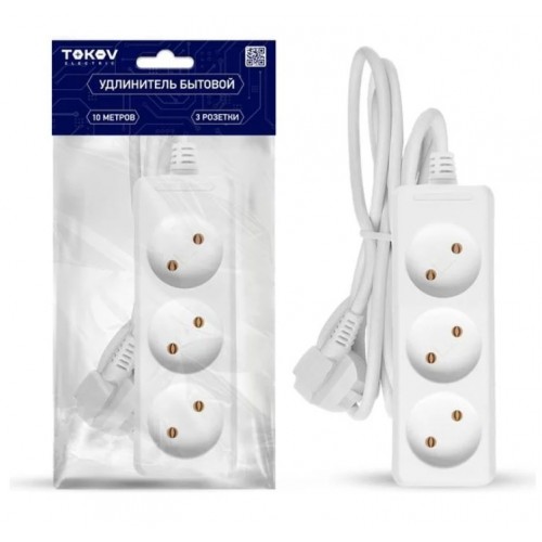 Удлинитель 10 м без зазем. (тройник) 16А2*1 TOKOV ELECTRIK TKE-C01-BU3-10-1